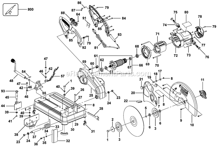 Black and Decker CS2000-AR (Type 1) Electric Saw Power Tool Page A Diagram